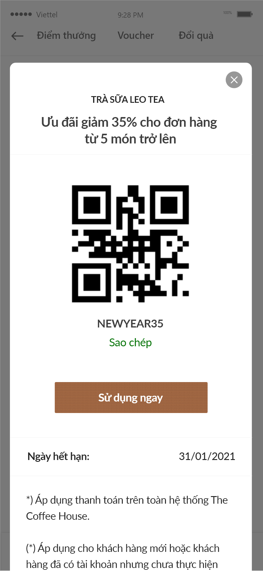 App dành cho chuỗi Coffee